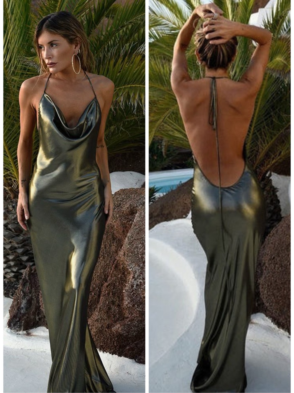 NWT Rat & Boa Venus Maxi Dress Gold Metallic